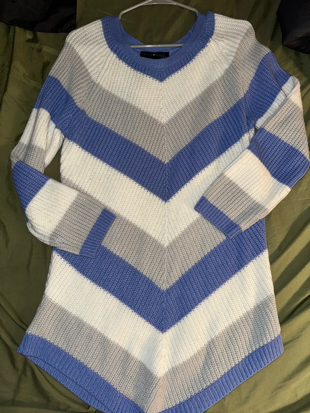 Blue, White & Gray Striped Women’s Sweater
